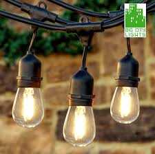 Outdoor String Lights Weatherproof With Vintage Led Edsion Bulbs Big City Lights