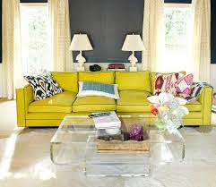 Chartreuse Couch And Clear Table