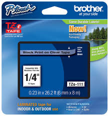 Brother Tze 111 1 4 In Black On Clear P Touch Tape