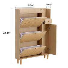 natural wood shoe storage cabinet