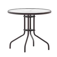 Brown Round Steel Outdoor Dining Table