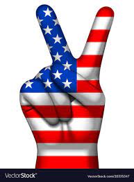 Victory symbol and american flag on human hand v Vector Image