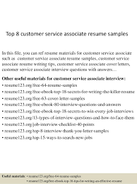 Top 8 Customer Service Associate Resume Samples