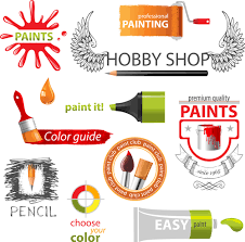 Colored Paint Objects Design Elements