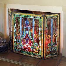 stained glass fireplace screen 38