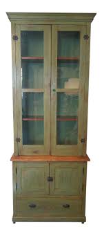Antique Green Pine Display Cabinet