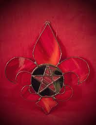 Fleur De Lis Pentacle In Red Stained