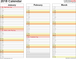 2018 Calendar Download 17 Free Printable Excel Templates