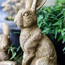 Fake Antique Gold Bunny Rabbit Statues