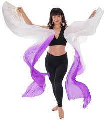 silk fan veils dance prop in purple and