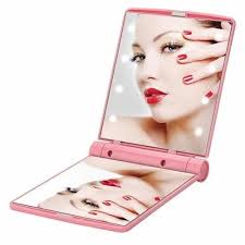 compact travel makeup mirror with 8 led