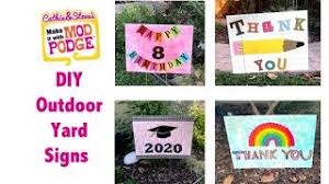 Make a rough draft of the wording for the wooden boards with a pencil. Diy Outdoor Yard Signs With Mod Podge Youtube
