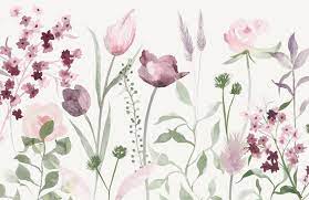 Large Pink Purple Watercolour Flowers