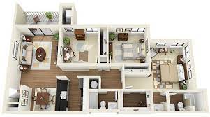3bedroom 2bath 3d Floor Plan House