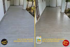 concrete and grouting residue on