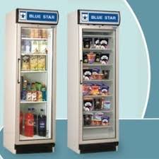 blue star glass door refrigerator for