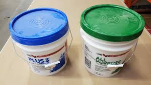 green and blue lid drywall compound