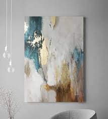 Painting Blue Gold Acrylic Painting