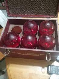 5 Vintage Red Glass Ball Fire
