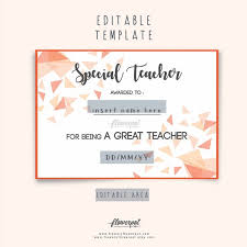 Special Teacher Award Certificate Template Editable In Word Special Appreciation Gift For Best Teacher Award Thank You Teacher Certificate