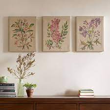 Linen Canvas Botanical Wall Art Set Of