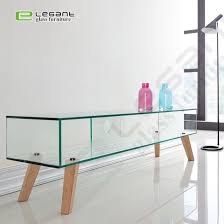 10mm Glass Tv Stand With Beech Wood Leg