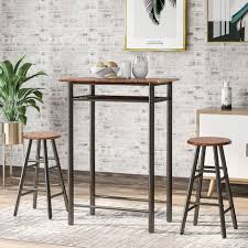 Modern Pub Table And 2 Bar Stools Brown