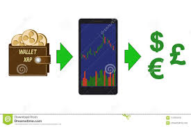 Online Exchange Of Ripple Coins To Currencies Stock Vector