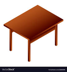 Wood Table Icon Isometric Style