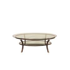 Vintage Oval Glass Coffee Table By