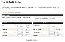 Twist Rate Stability Calculator Updated Berger Bullets