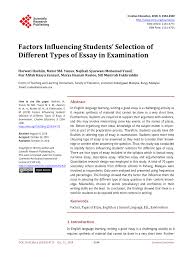 pdf factors influencing students selection of different types of pdf factors influencing students selection of different types of essay in examination