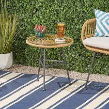 Faux Rattan Outdoor Side Table