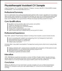 Physiotherapist Assistant Cv Sample Myperfectcv