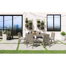 Homestyles 5675 31 80s 30 X 36 In Sustain Outdoor Dining Table Six Chairs Gray 7 Piece
