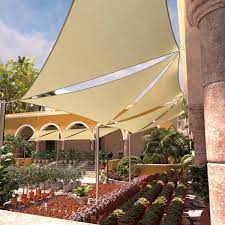 Colourtree 14 Ft X 14 Ft 190 Gsm Beige Equilateral Triangle Sun Shade Sail Screen Outdoor Patio And Pergola Cover