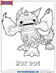 Food black and white clip art. Skylanders Swap Force Fire Hot Dog Series2 Coloring Pages Printable