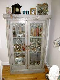 Leaded Glass Antique Cabinet With