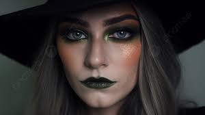 woman with green eye makeup and a hat