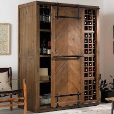 Aodailihb modern farmhouse grooved wood tv stand for tv's up to 50 with storage cabinet doors and shelves entertainment center living room storage, 28 inches tall (dark brown) 4.6 out of 5 stars. Mesa Sliding Barn Door Armoire Rustic Wine Cellar Liquor Cabinet