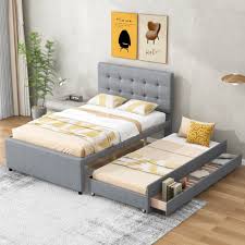 full size upholstered platform bed with