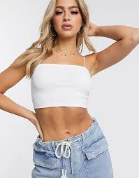 Shop our lace, floral, tube tops & more! Asos Design Ultimate Bandeau Crop Top With Skinny Straps In White Asos