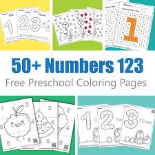 50 free numbers pre coloring pages