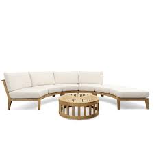 4 Pc Kafelonia Teak Sectional Sofa Set By Westminster Teak With Lifetime Warranty And Sunbrella Cushions