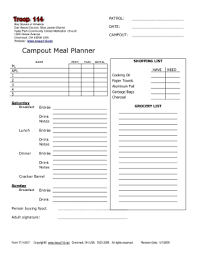 printable meal planner template forms