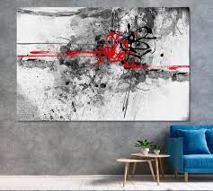 Splatter Black White Red Abstract Art