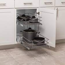 Rolling shelves make the chore of finding things in your cabinets an absolute pleasure. Simply Put 14 In W X 19 1875 In H 2 Tier Pull Out Metal Soft Close Baskets Organizers In The Cabinet Organizers Department At Lowes Com