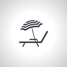Sunbed Under Umbrella Icon Sun Lounger