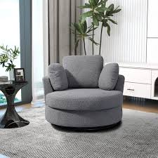 dark gray swivel accent bucket chair