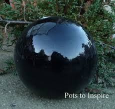 Black Glazed Sphere Ball Garden